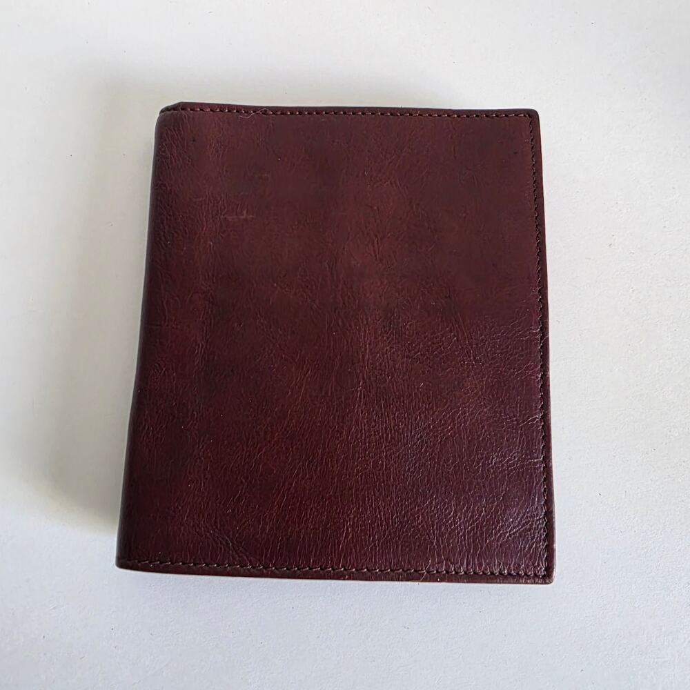 Handmade Italian Genuine Buffalo Leather Bifold Wallet Brown